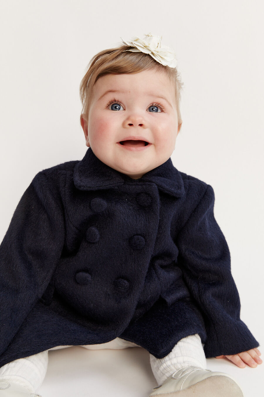 LEAH WOOL COAT in colour NAVY