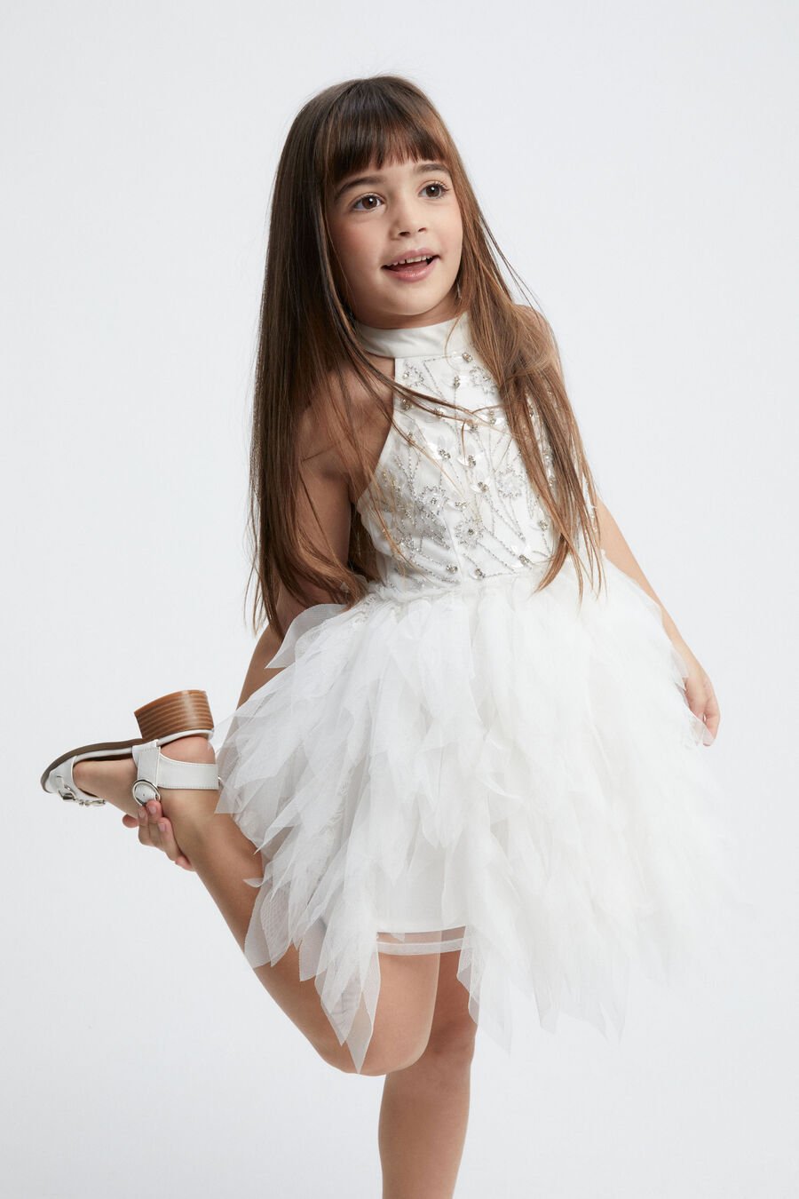 SYLVIE BEADED DRESS in colour IVORY