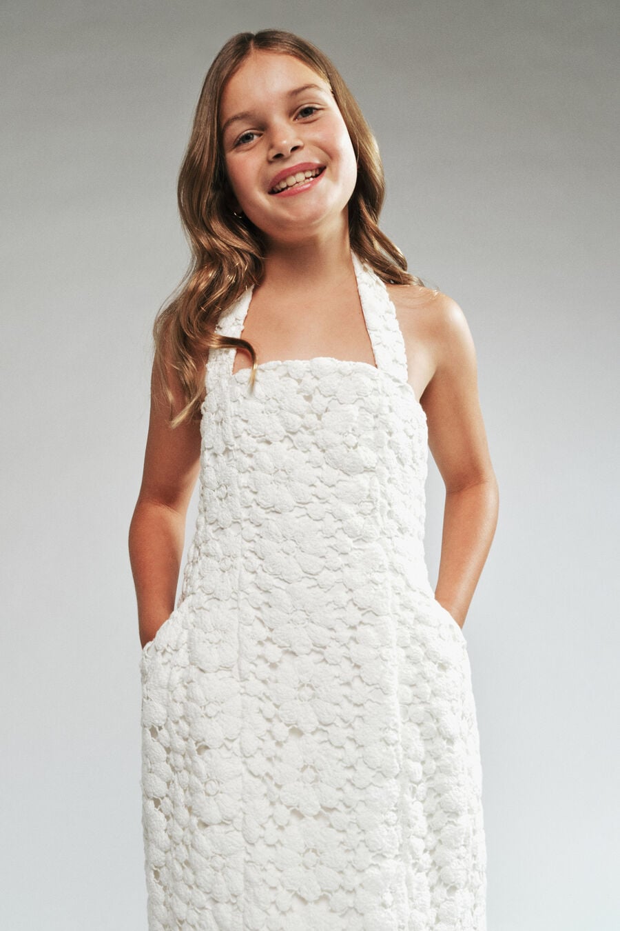 Girls Priscila Crochet Halter Dress