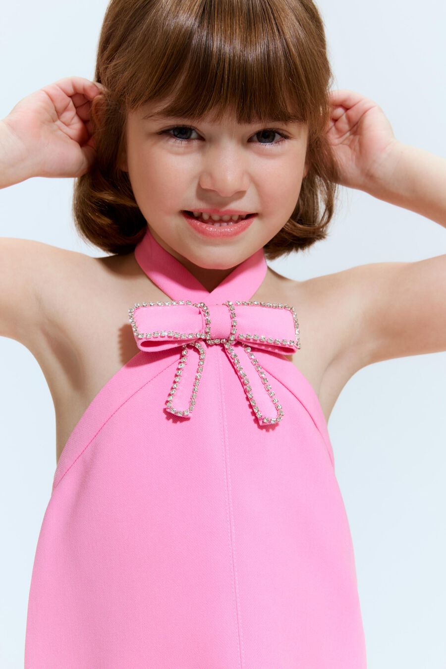 TIFFANY DIAMANTE MINI DRESS in colour Pink