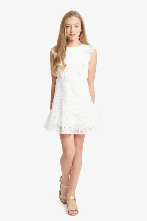GIRLS SADIE LACE DRESS in colour CLOUD DANCER