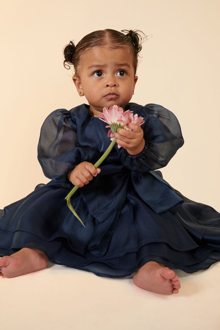 ENYA ORGANZA MINI DRESS in colour NAVY