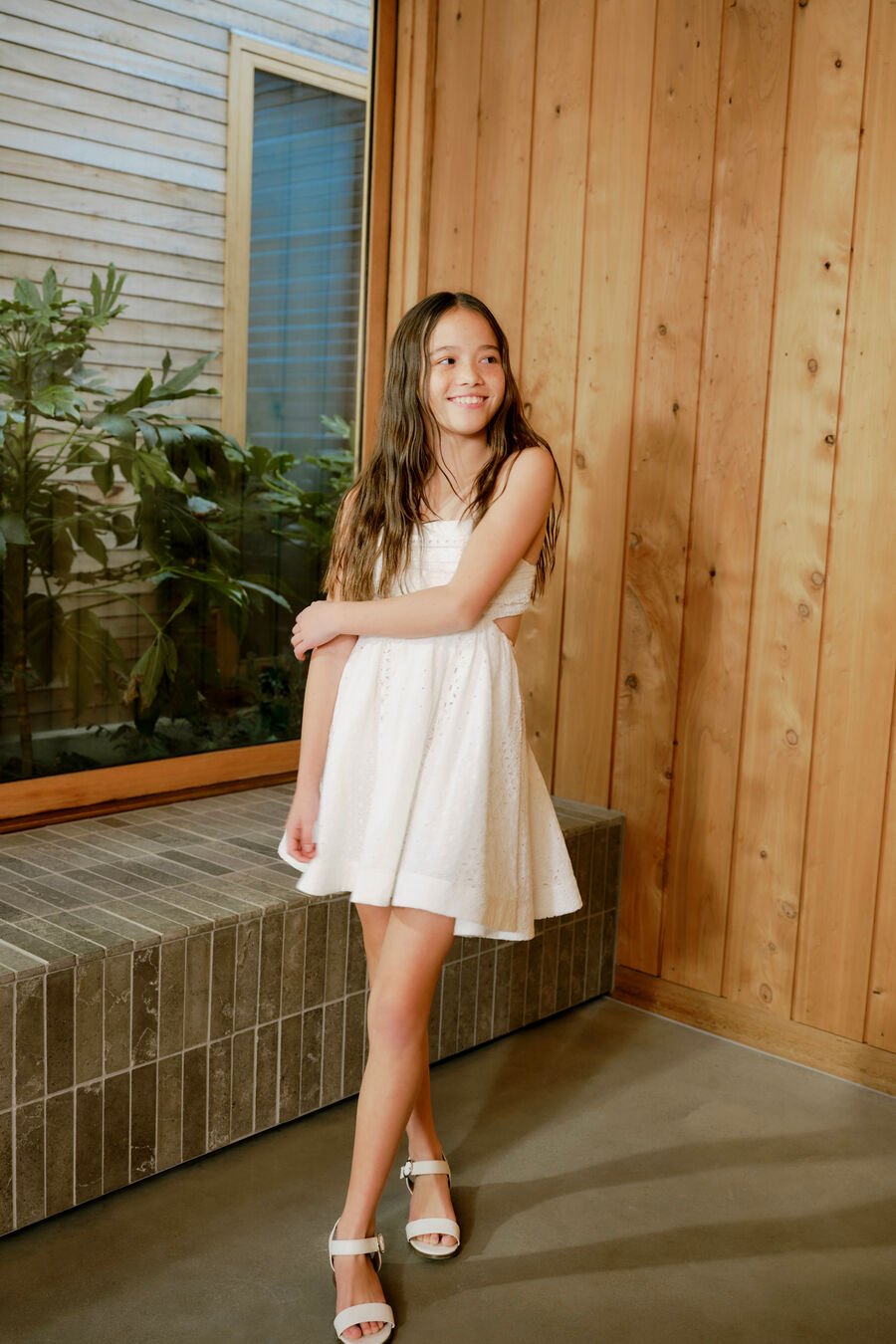 ZARELA BRODERIE MINI DRESS in colour Orchid White