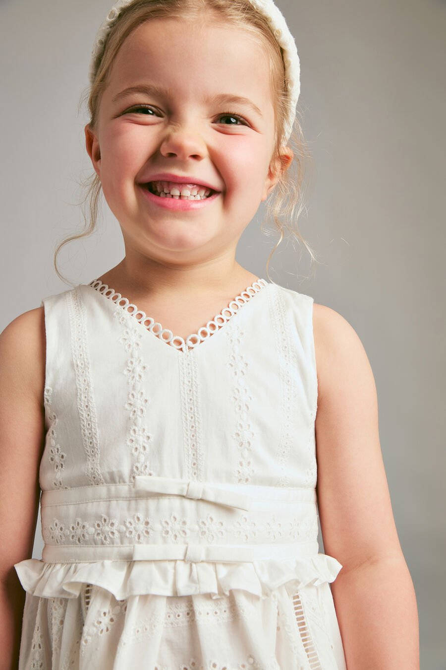 LULU BRODERIE MINI DRESS in colour Orchid White