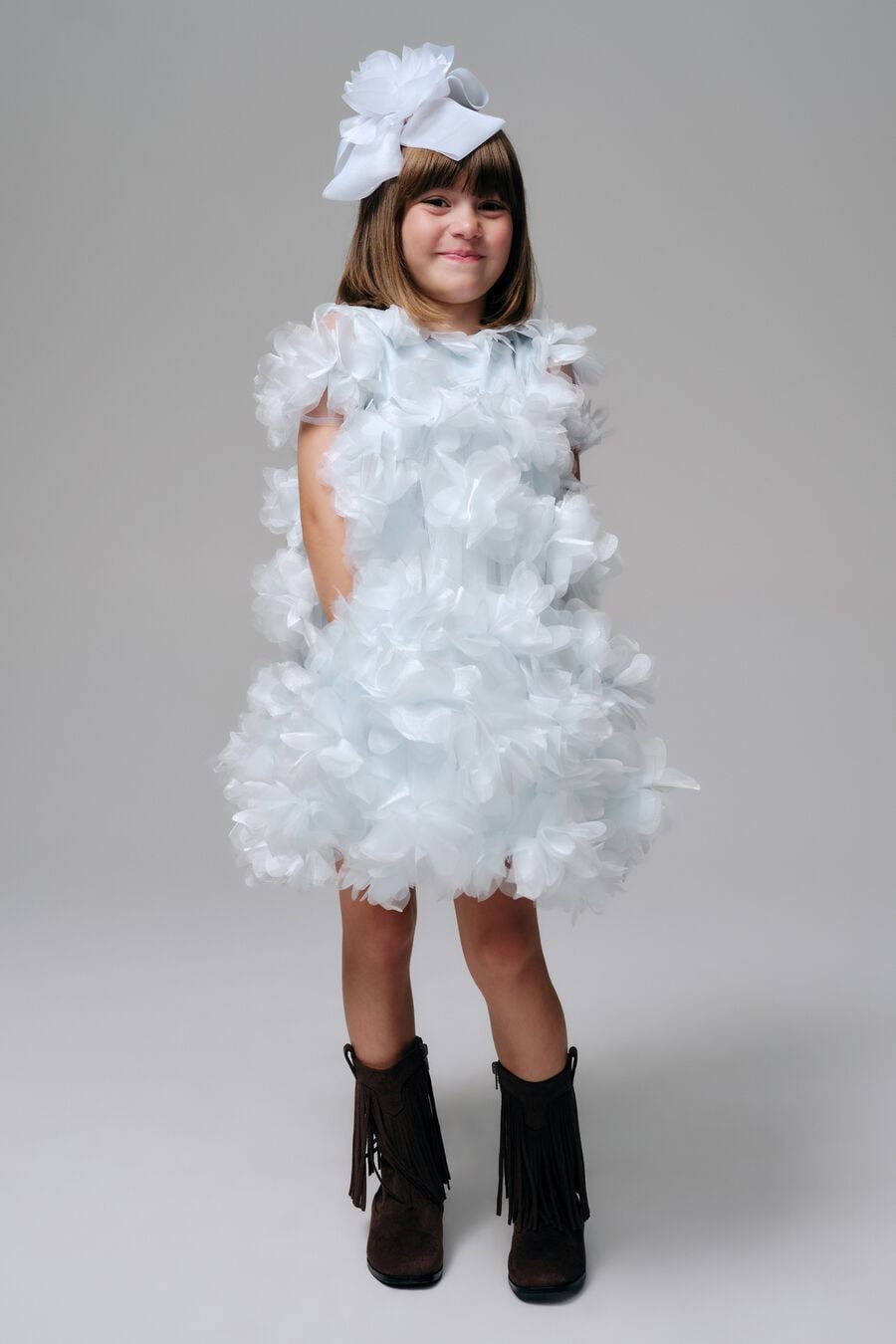 Girls Organza Flower Tiered Dress