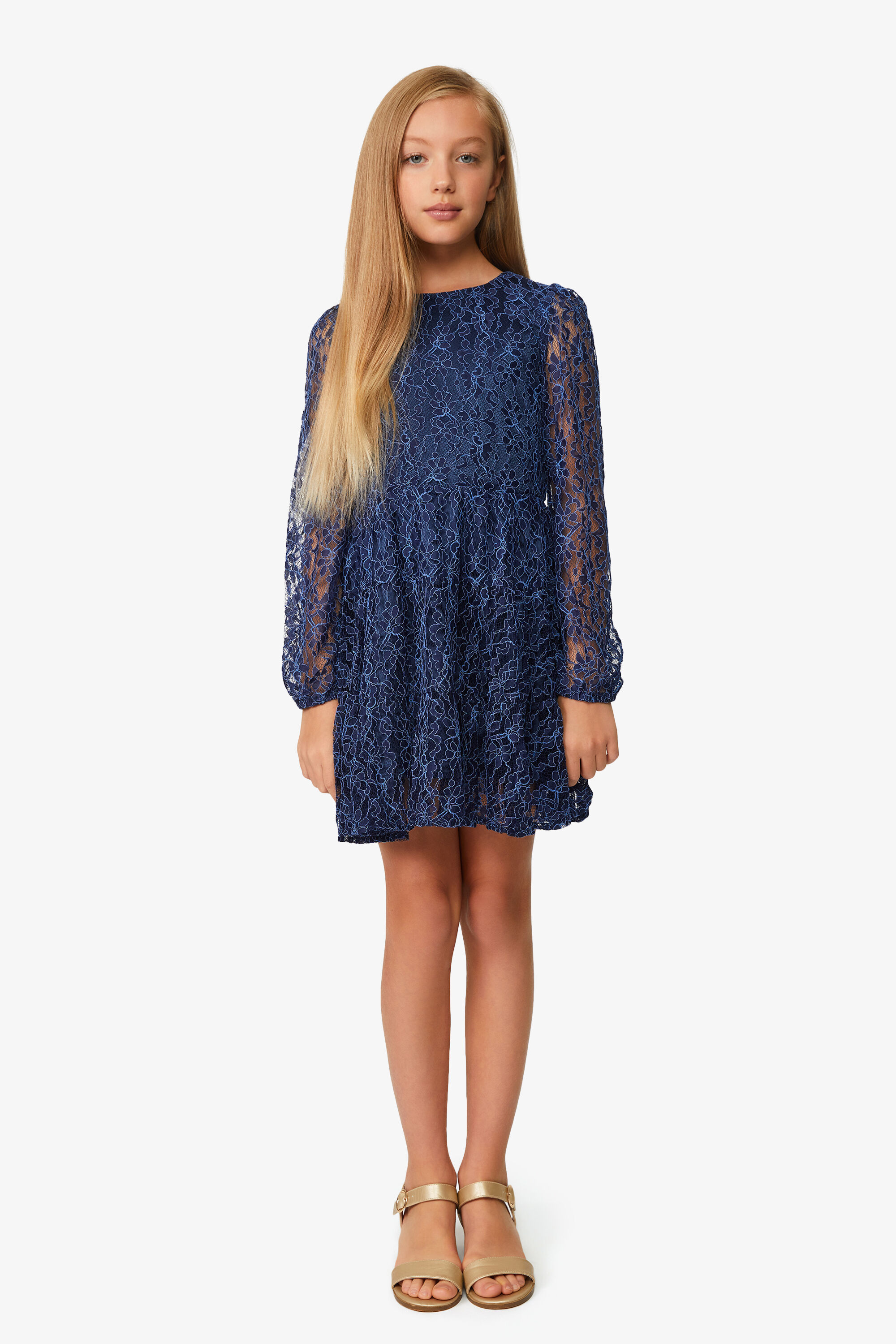 GIRLS SIENNA TIERED LACE DRESS