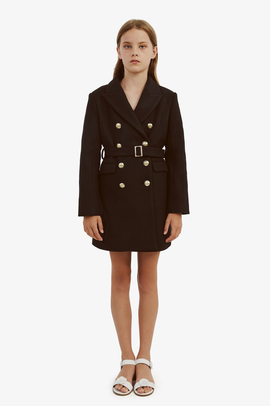 SADE DOUBLE BREASTED COAT in colour BLACK