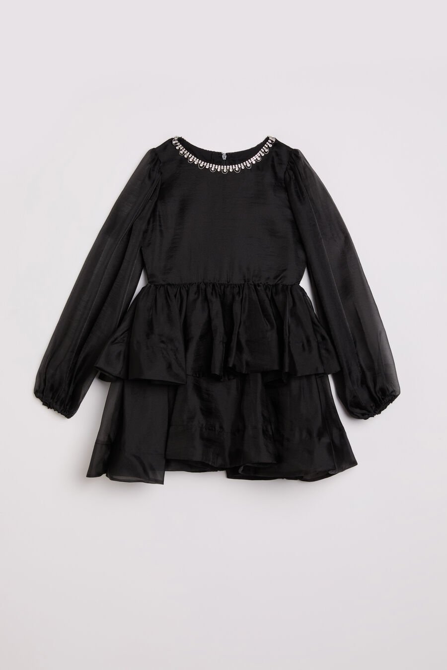 WEDNESDAY ORGANZA TRIM DRESS in colour BLACK