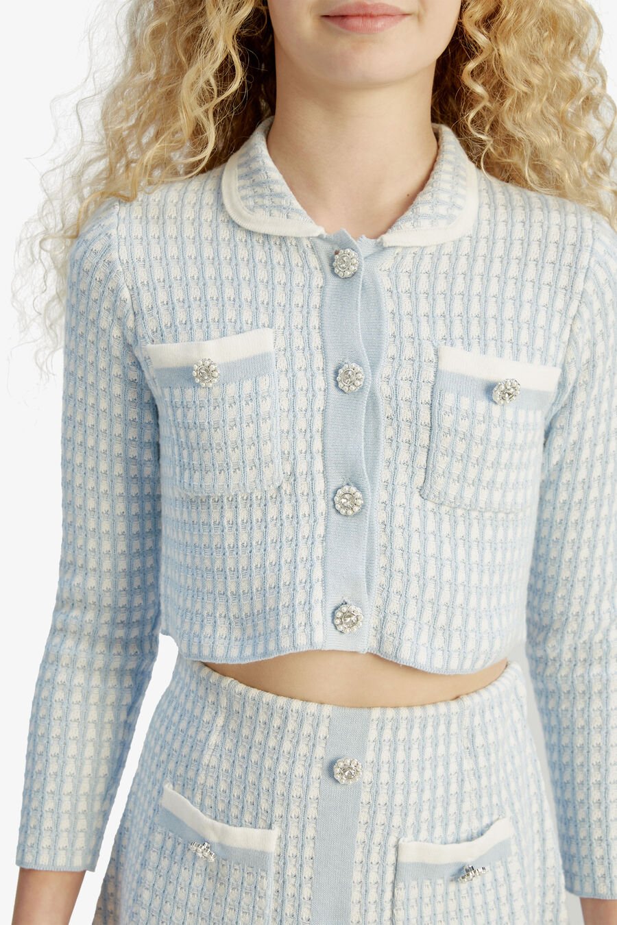 GINGHAM KNIT JACKET in colour Blue Gingham
