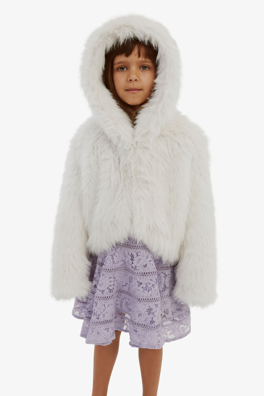 CALLAN FAUX FUR COAT in colour CREAM
