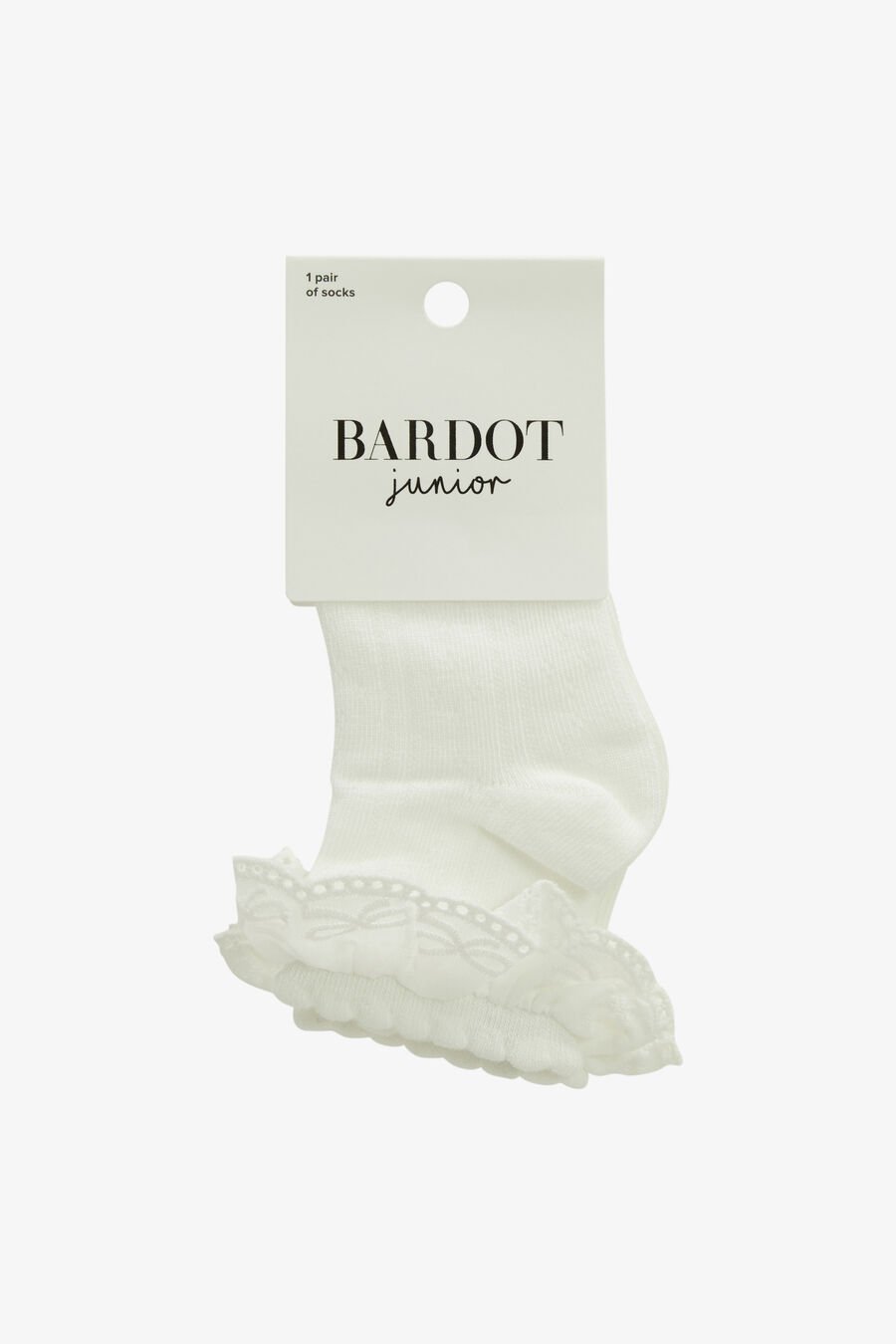 GIRLS CREW ONE FRILL SOCK in colour WHITE