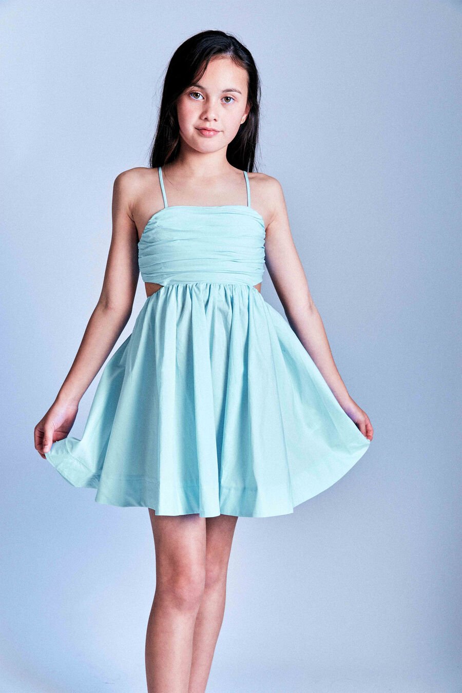 ZARELA POPLIN DRESS in colour AQUA