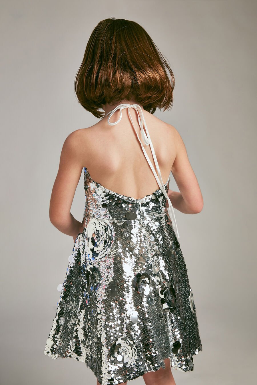 Girls Sequin Halter Dress