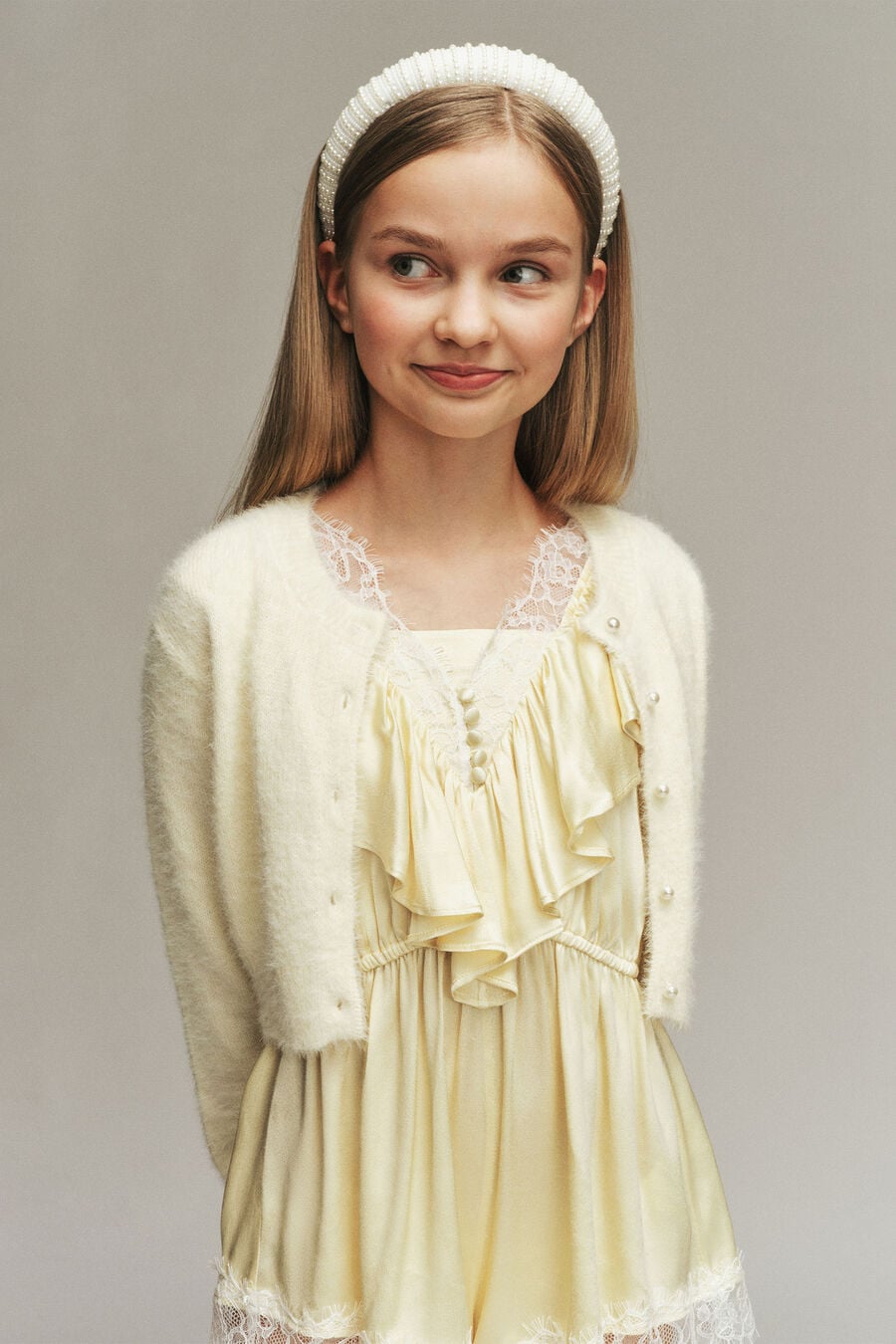 BELL SLEEVE CARDI in colour LEMON