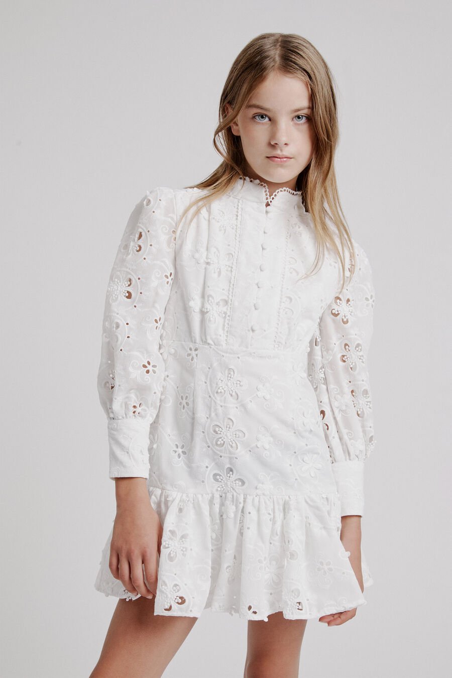 TALINA EMBROIDERED DRESS in colour Orchid White
