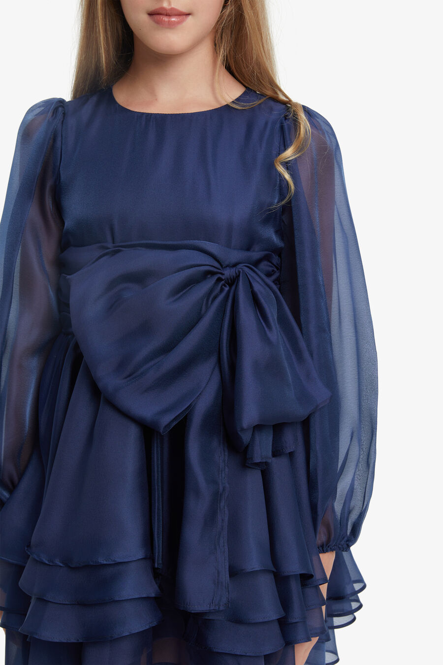 ENYA ORGANZA MINI DRESS in colour NAVY