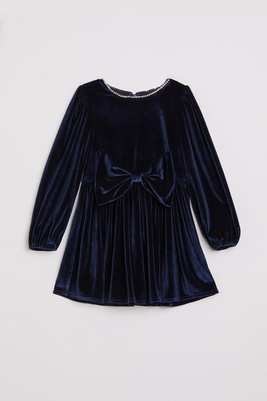 ASHLYN VELOUR MINI DRESS in colour NAVY