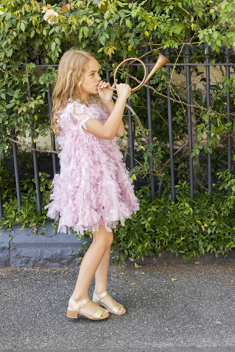 Girls MALLORY TIERED DRESS in colour PETAL PINK