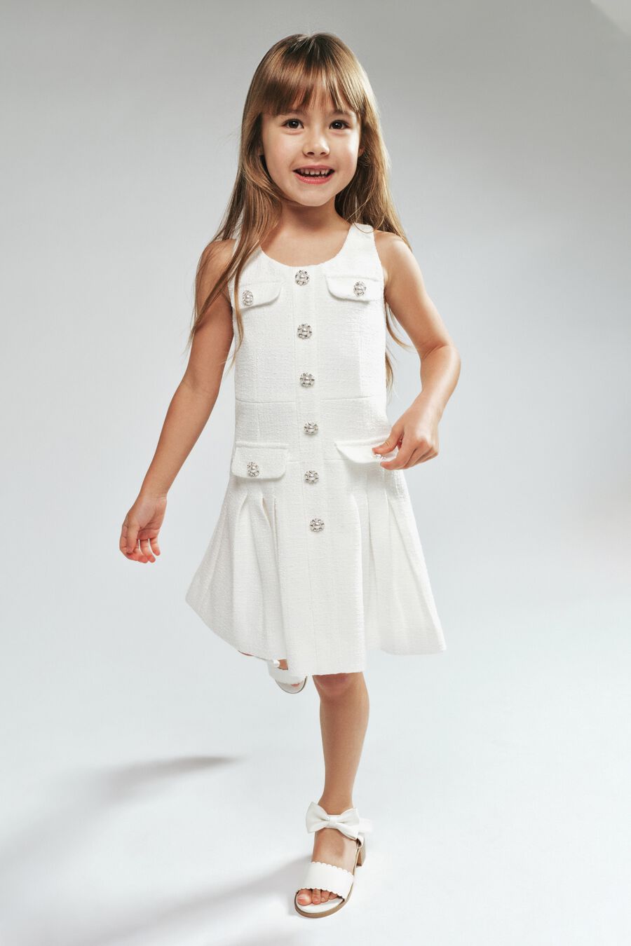 AURELIA BOUCLE DRESS in colour White
