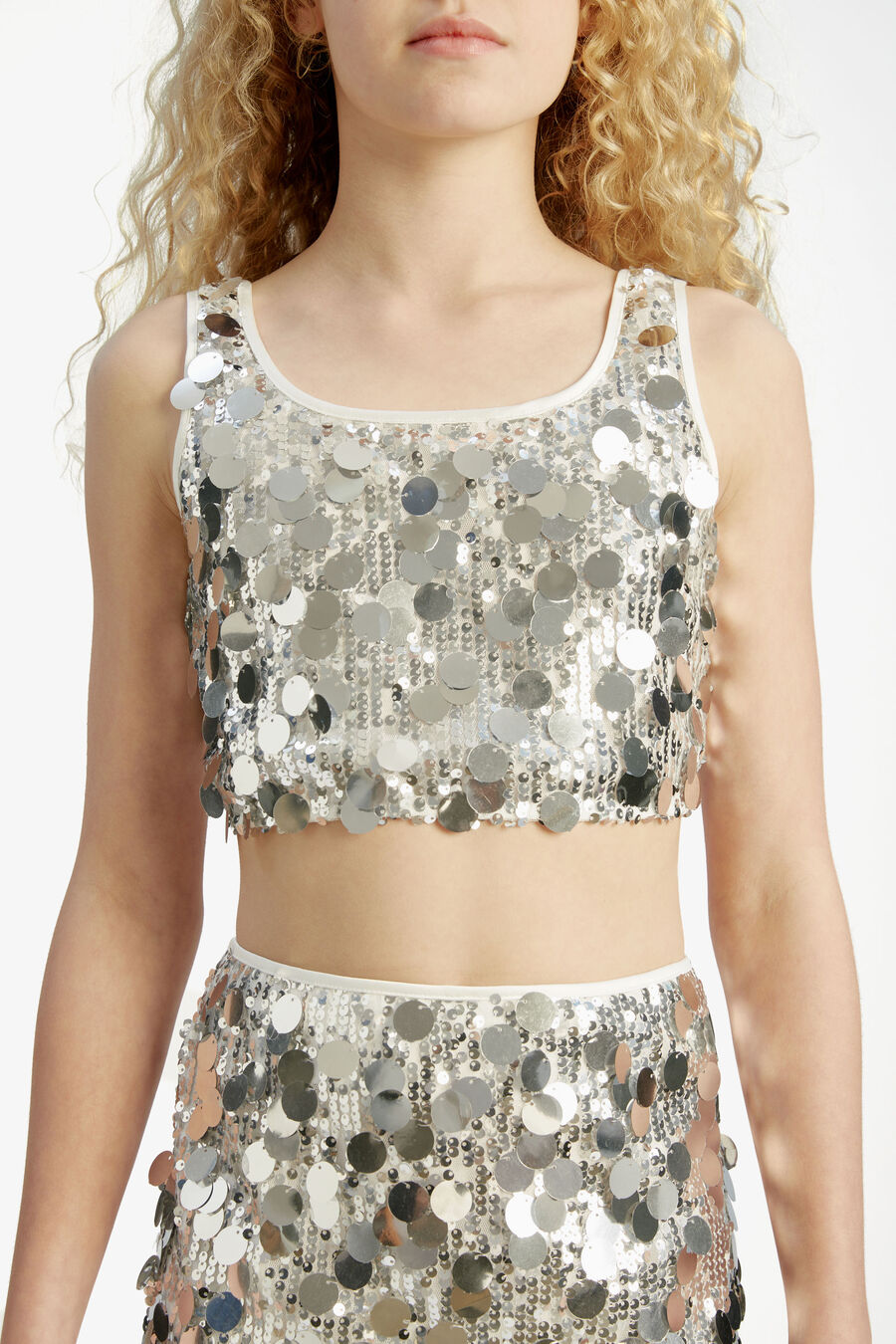 KATANA SEQUIN TOP in colour SILVER