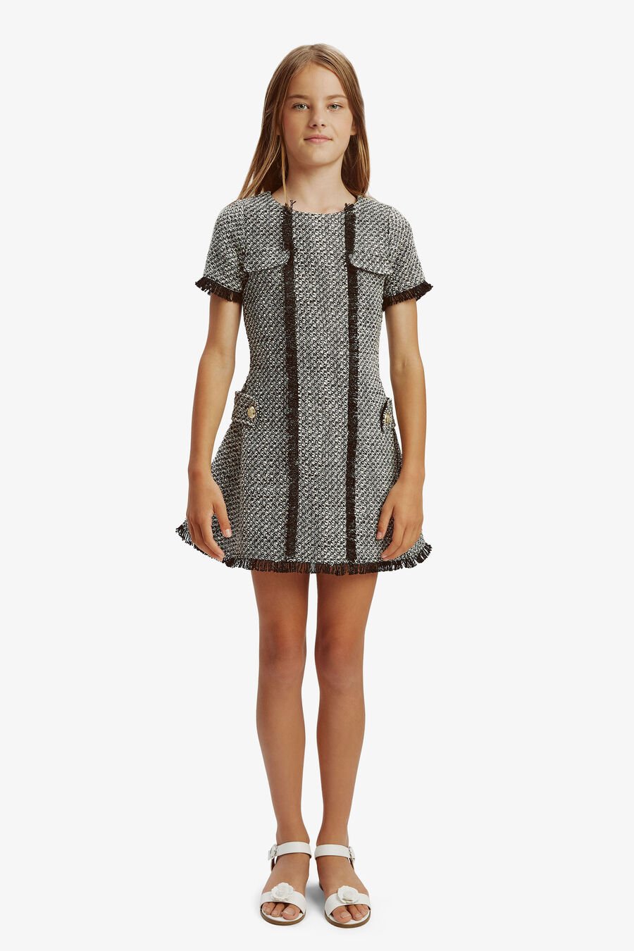 SUTTON BOUCLE DRESS in colour BLACK