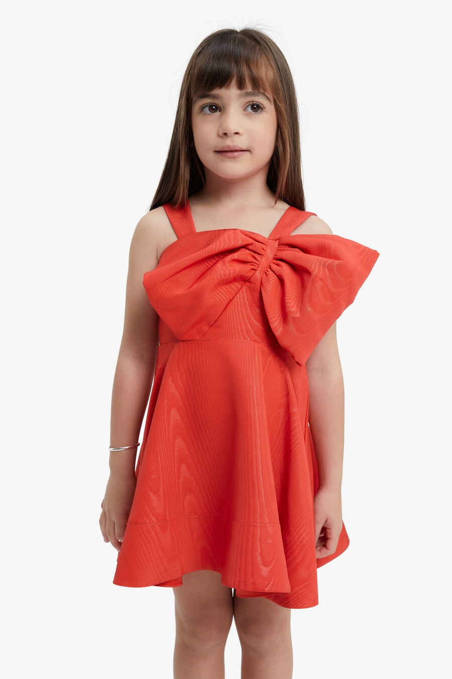 STEFANIA MINI BOW DRESS in colour FIRE RED