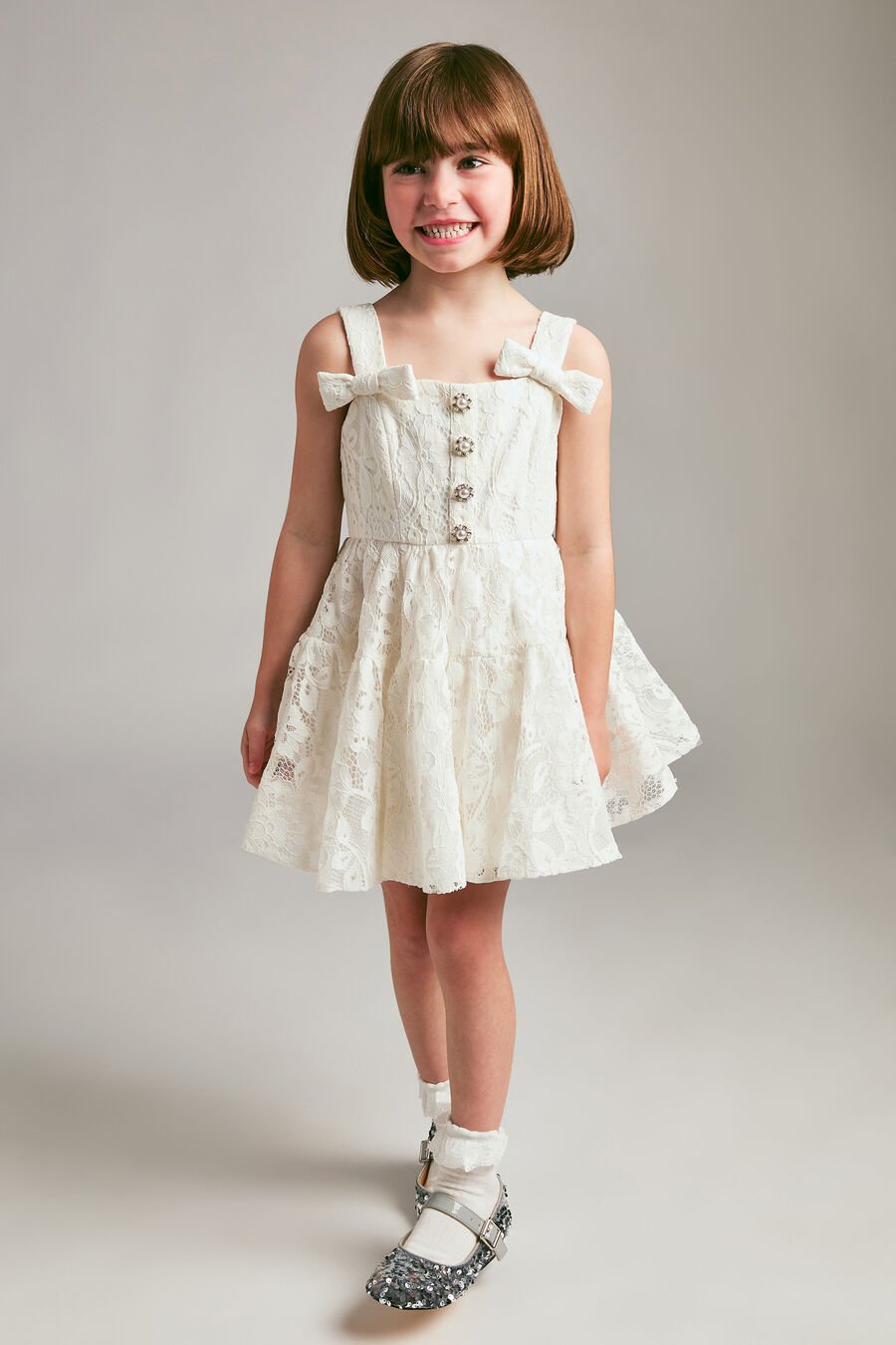 AVA LACE MINI DRESS in colour Orchid White