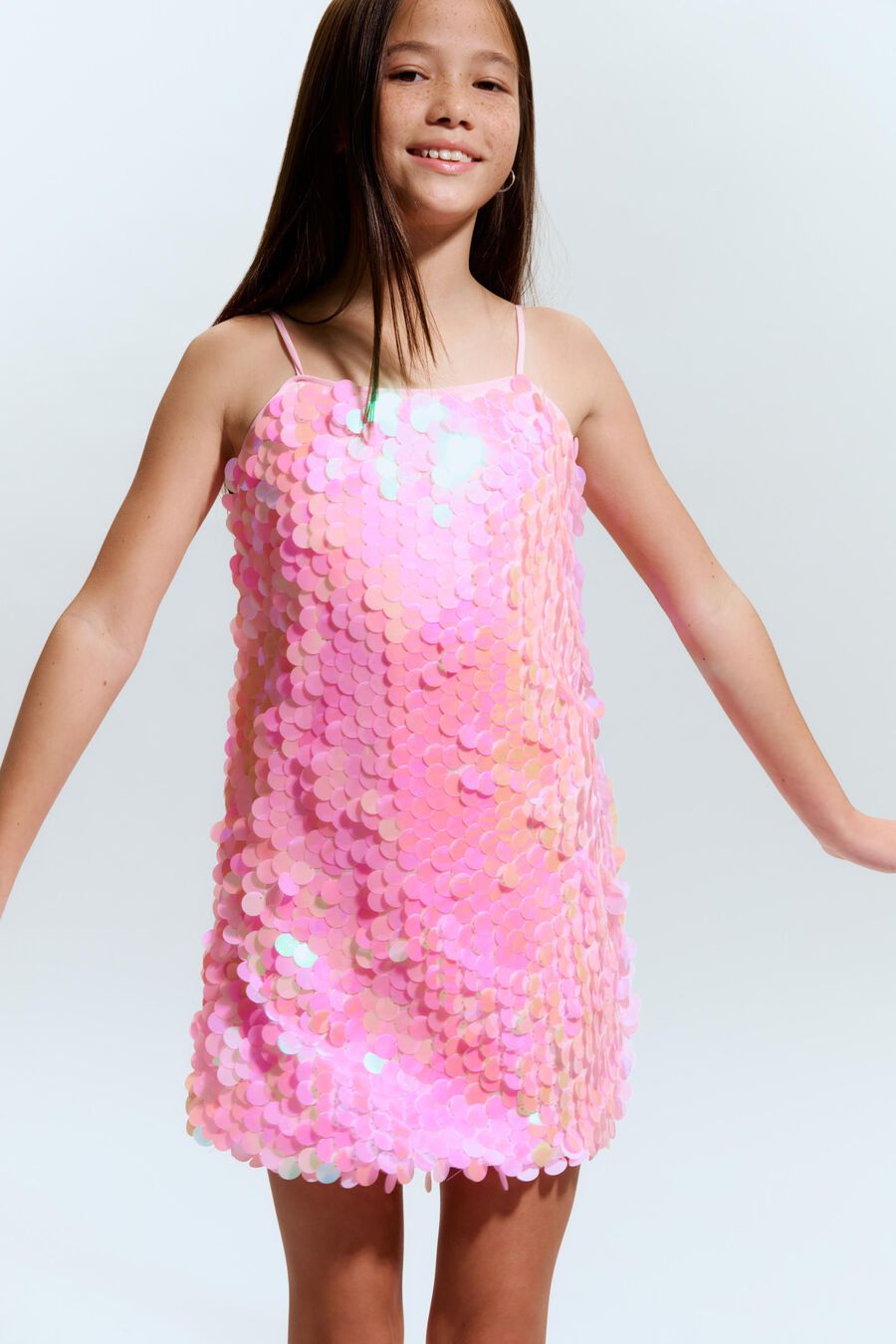 BYRDIE SEQUIN MINI DRESS in colour PINK
