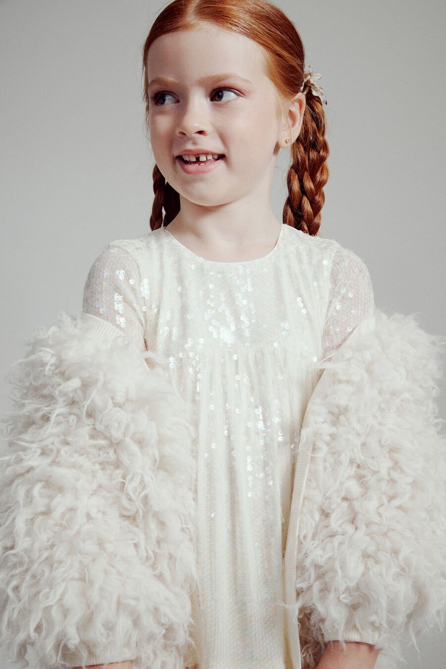 JESSIE FLUFFY CARDI in colour CREAM