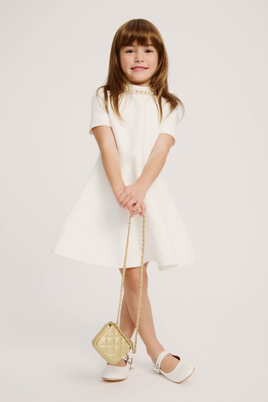 ZEPHYRA TRIM MINI DRESS in colour Orchid White