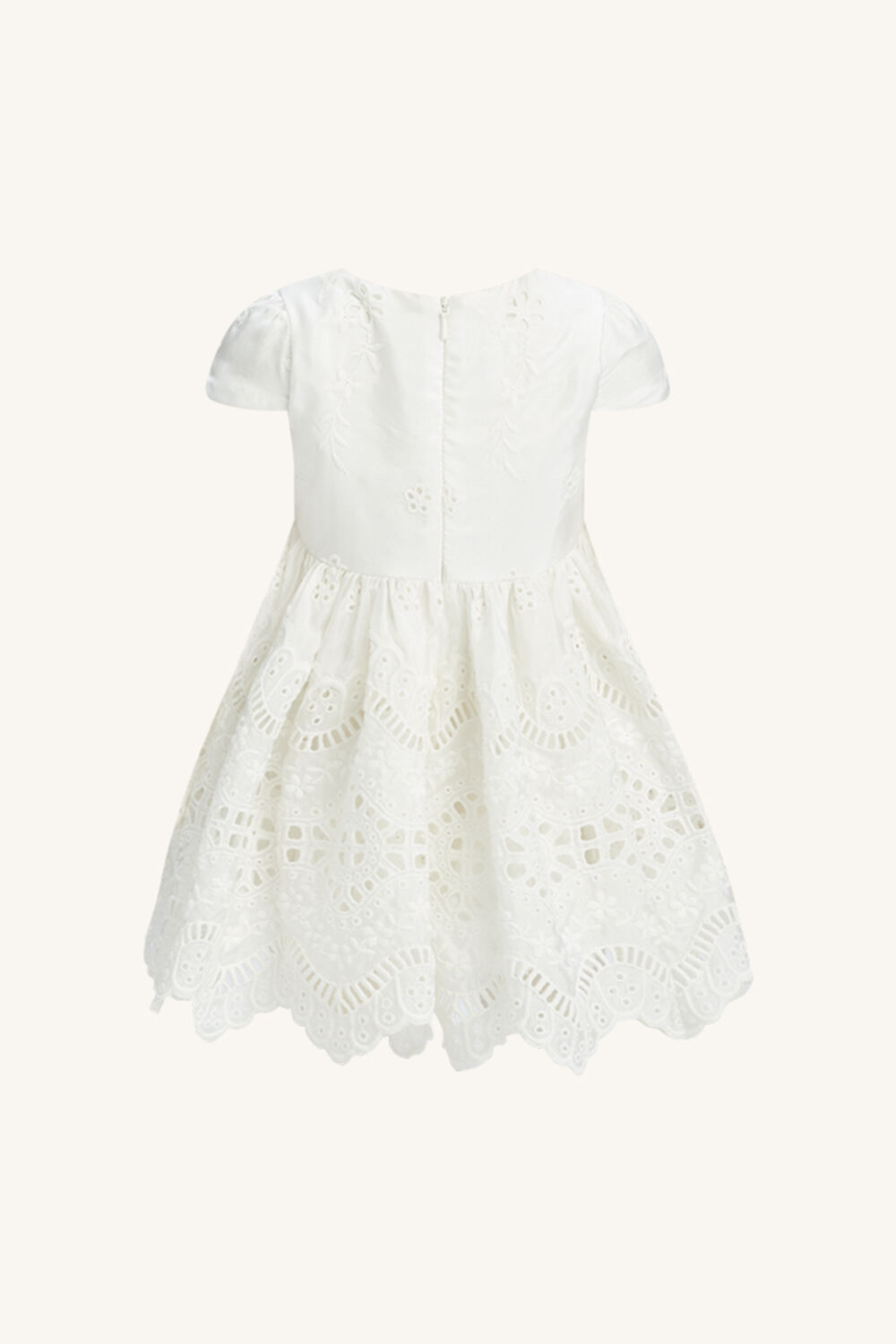BABY GIRL CHARLOTTE MINI BOW DRESS in colour CLOUD DANCER