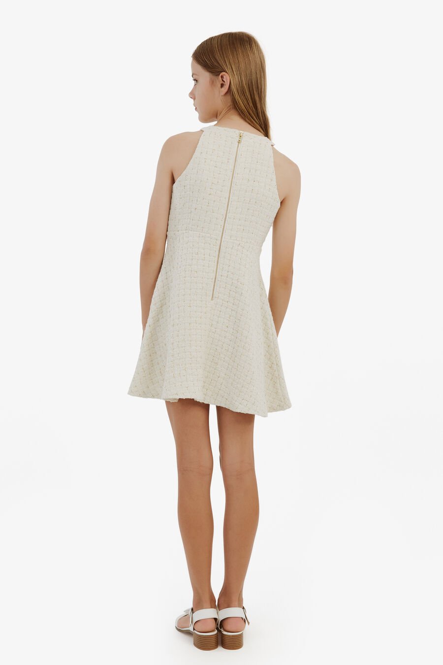 ROMA BOUCLE DRESS in colour IVORY BOUCLE