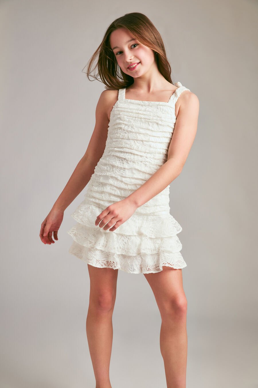 LIA LACE DRESS in colour Orchid White