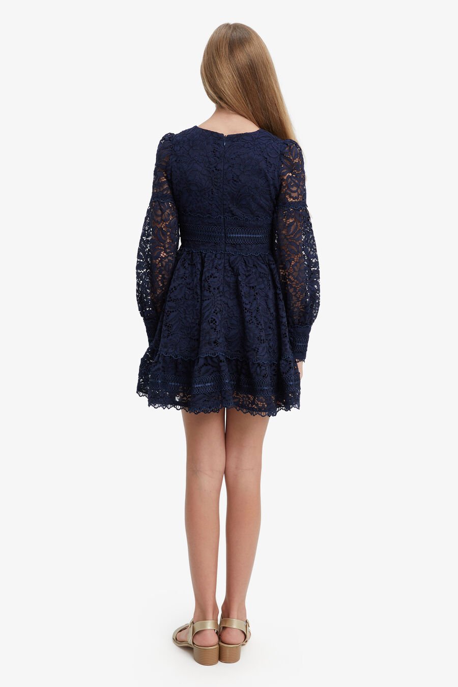 VENICE LACE MINI DRESS in colour NAVY