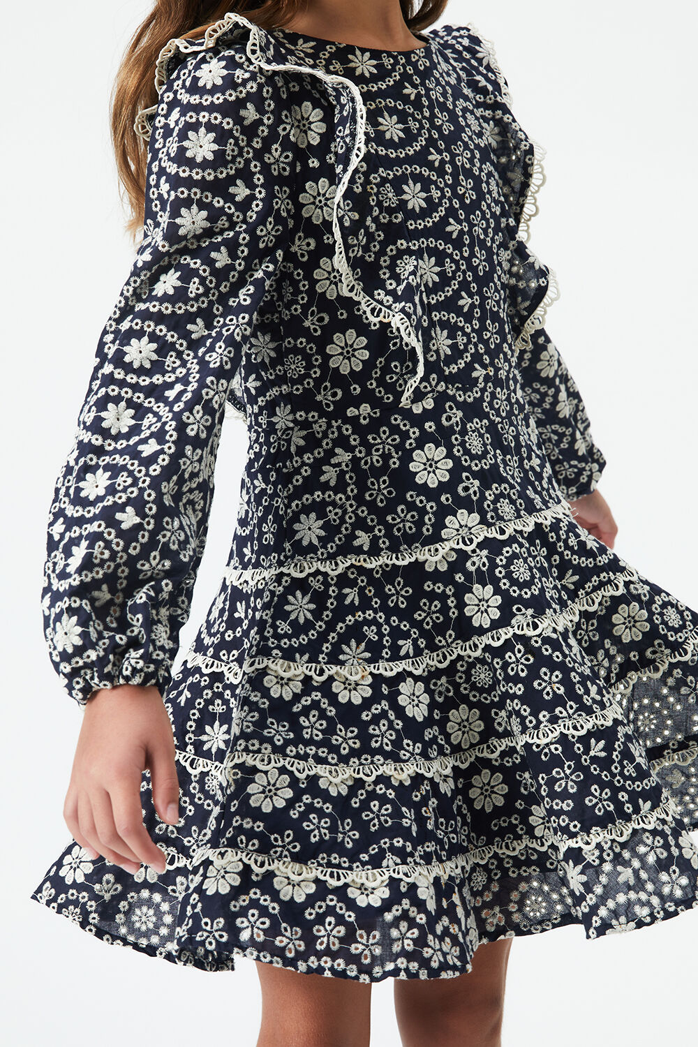Girls SADIE BRODERIE DRESS in colour BLACK IRIS