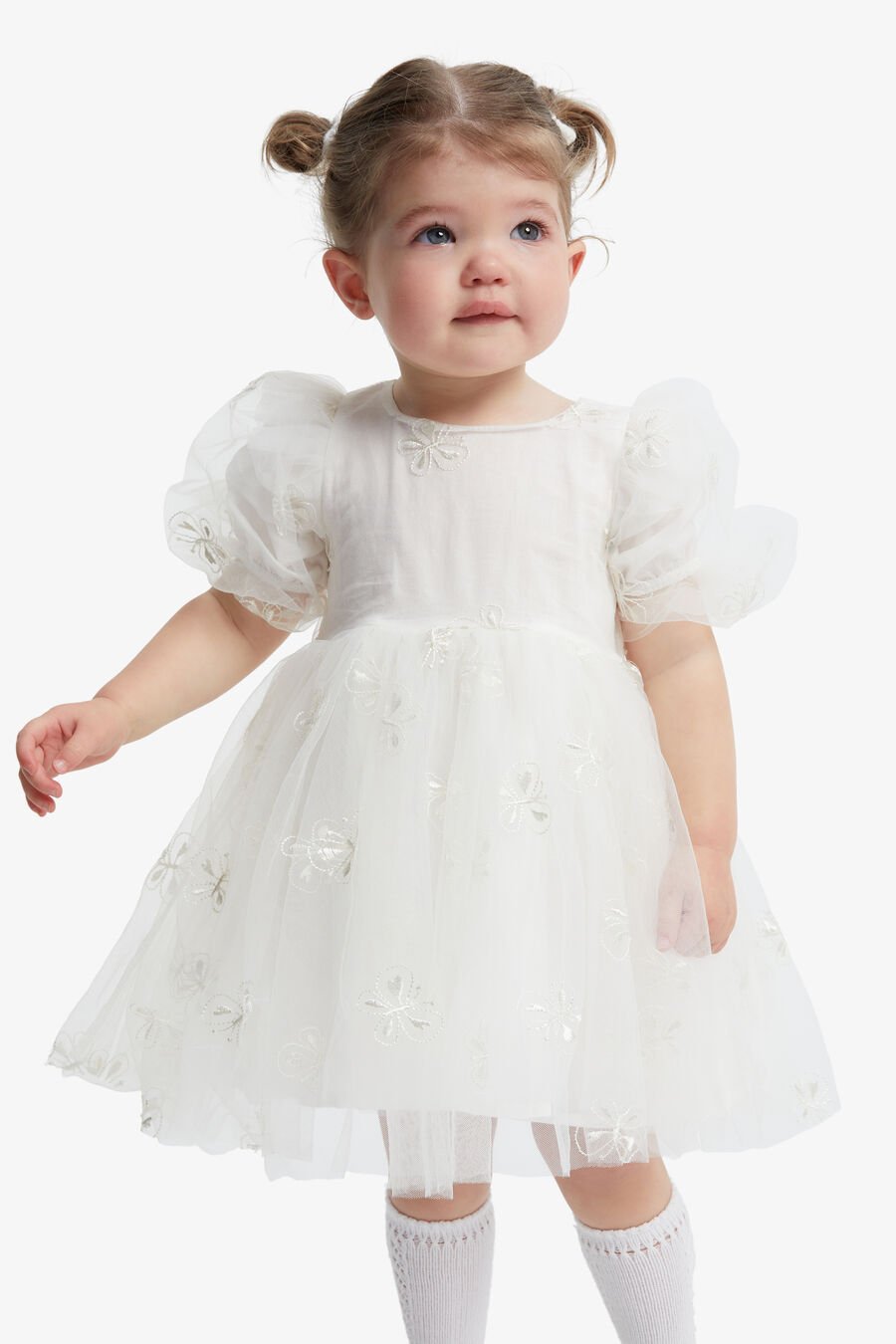 BUTTERFLY TULLE MINI DRESS in colour ORCHIDWHT