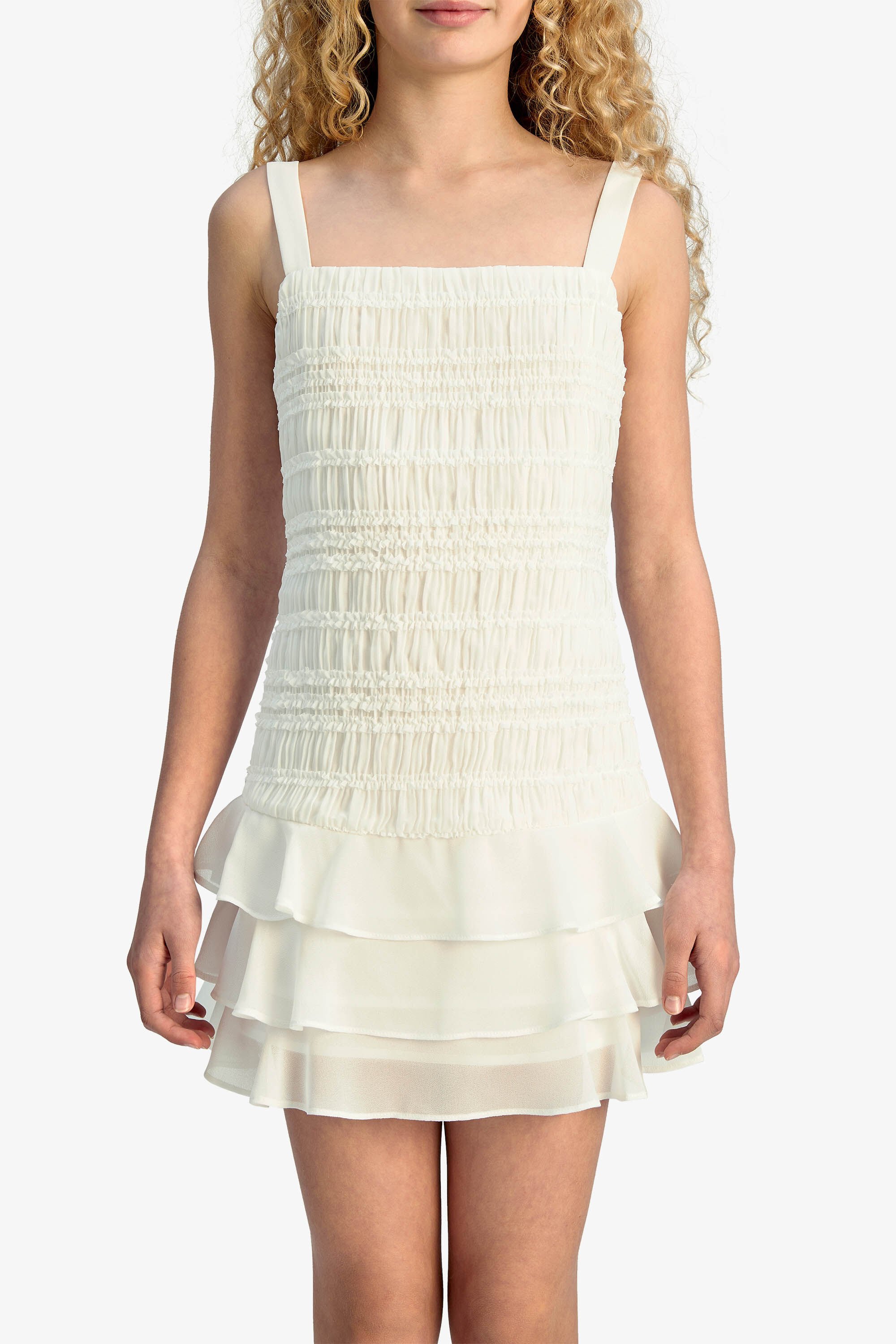 Girls Luna Mini Dress In Orchid White | Bardot Junior