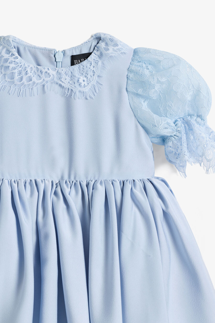 GRETA SATIN LACE DRESS in colour LIGHT BLUE