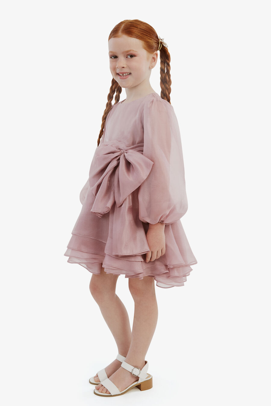 ENYA ORGANZA MINI DRESS in colour DUSTY ROSE