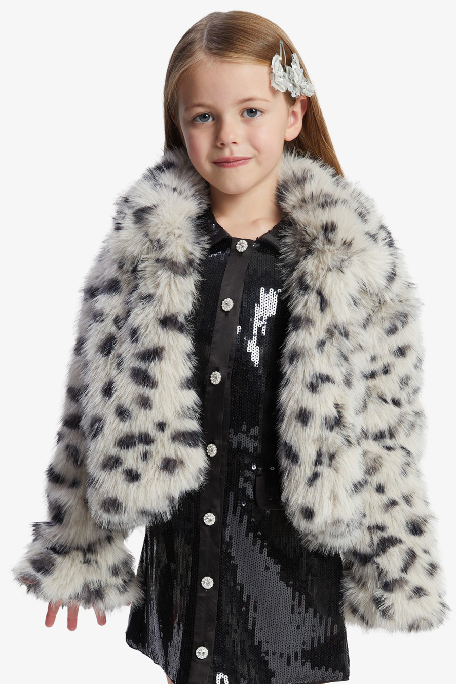 LEO FAUX FUR COAT in colour SNOW LEOP