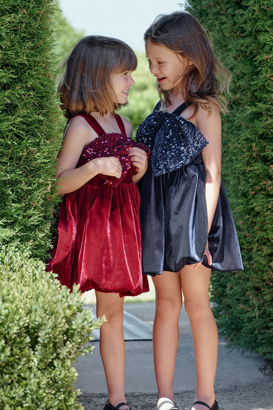 KIRRILY VELOUR BOW DRESS in colour Navy