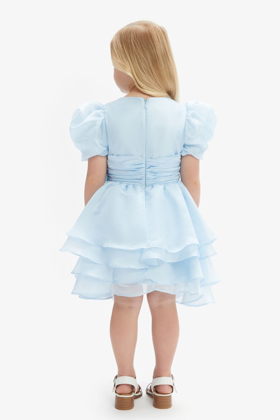 ANNABELLA  ORGANZA MINI DRESS in colour DUSTYBLUE