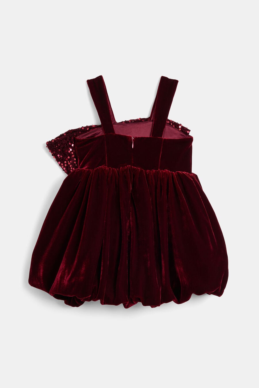 KIRRILY VELOUR BOW DRESS in colour Burgundy