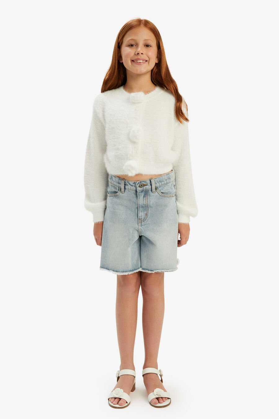 FLUFFY FLOWER CARDI in colour IVORY
