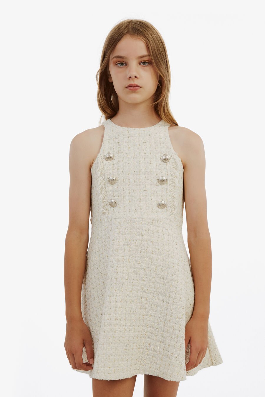 ROMA BOUCLE DRESS in colour IVORY BOUCLE