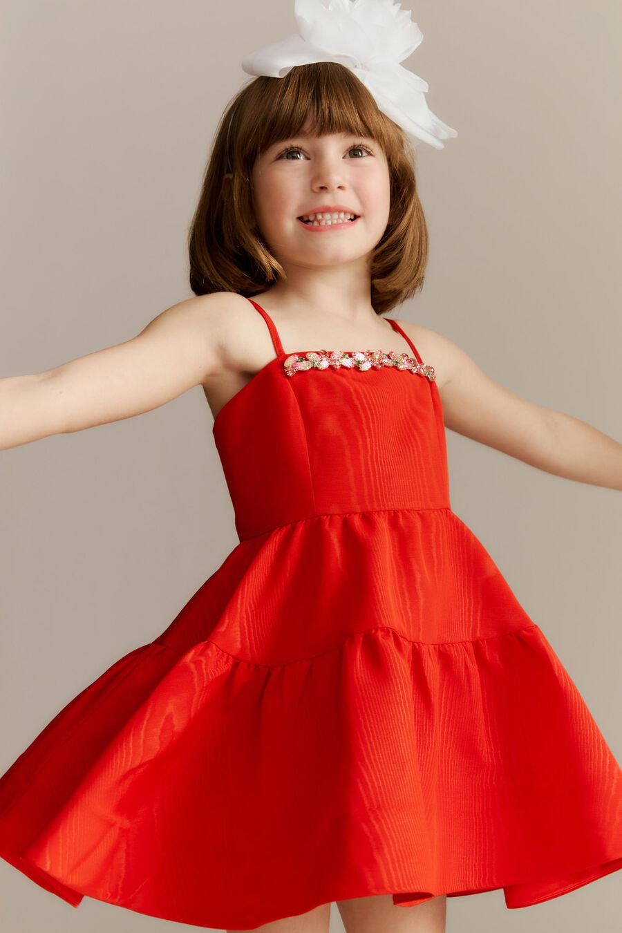 CHARLOTTE TRIM MINI DRESS in colour Red