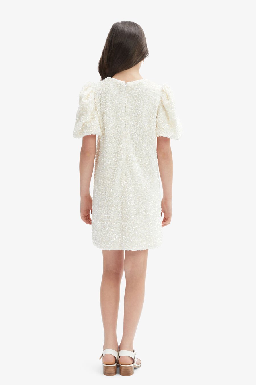 GISELLE MINI SEQUIN DRESS in colour WHITE