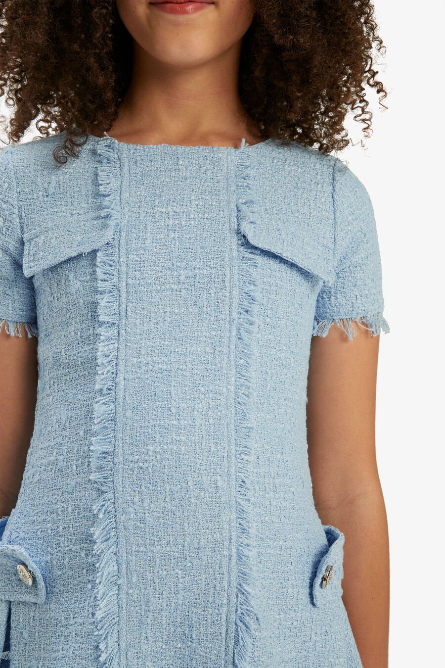 SUTTON BOUCLE DRESS in colour ICING BLUE