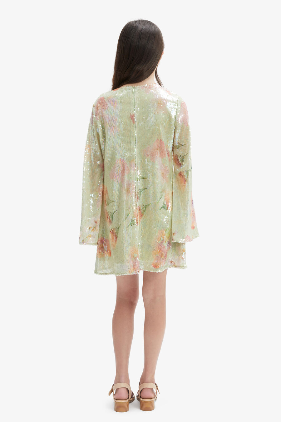 MONIQUE SEQUIN DRESS in colour GREEN FLO