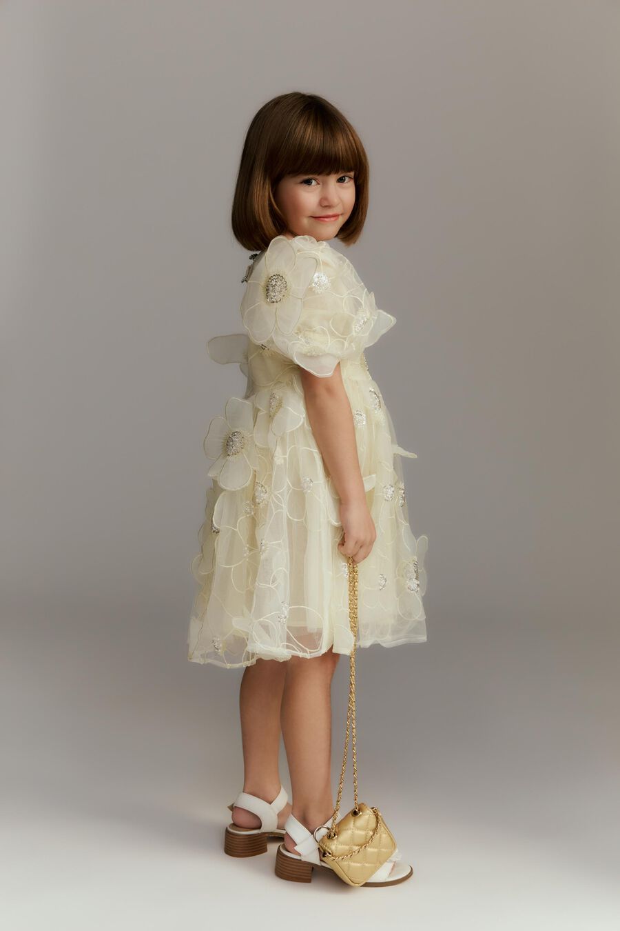 Girls Jamie Flower Heart Mini Dress